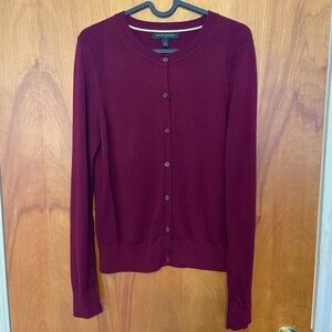Burgundy crew neck button down cardigan light cotton